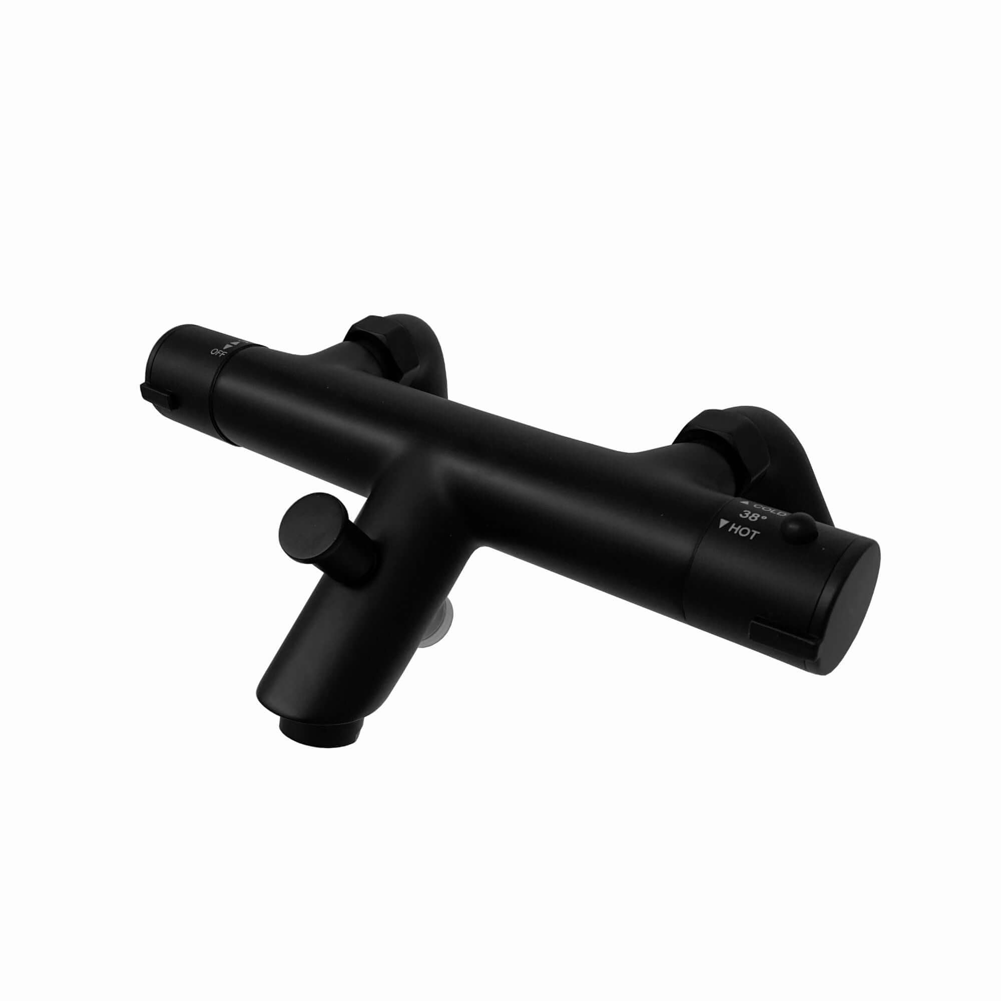 Dune contemporary thermostatic bar bath shower mixer valve 1/2" outlet deck-mount - matte black (no handset)